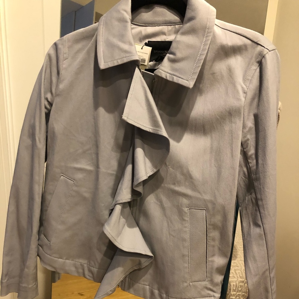 Banana republic grey ruffle jacket